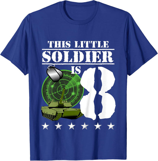 8 Year Old Soldier Birthday Military Themed Camo 8th Gift T-Shirt - T-Shirt | Royal