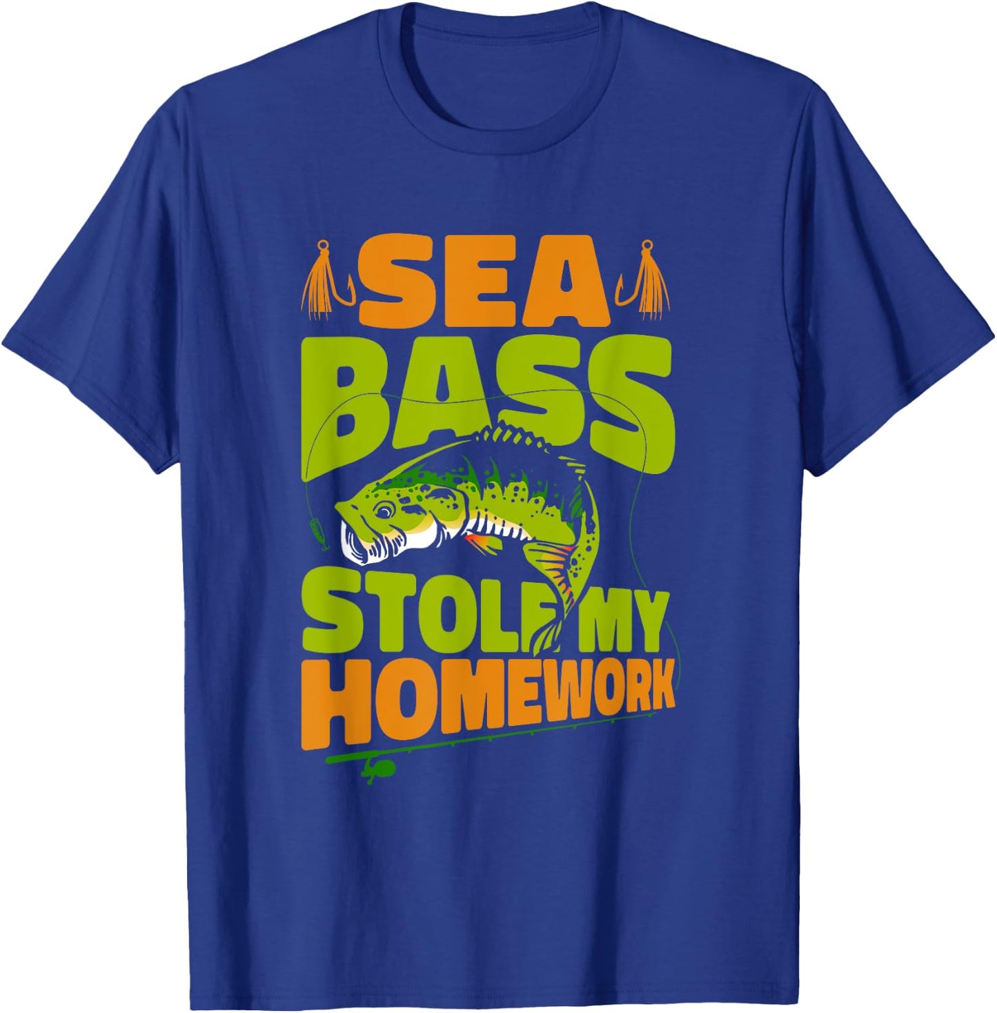Sea Bass Stole My Homework Fisherman Bass Fishing T-Shirt - T-Shirt | Royal