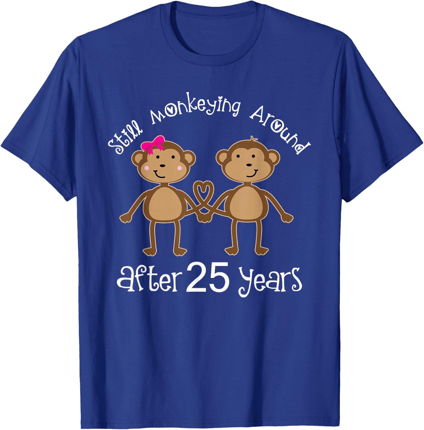 25th Anniversary Funny Monkey Couples Photo Shirt T-Shirt - T-Shirt | Royal