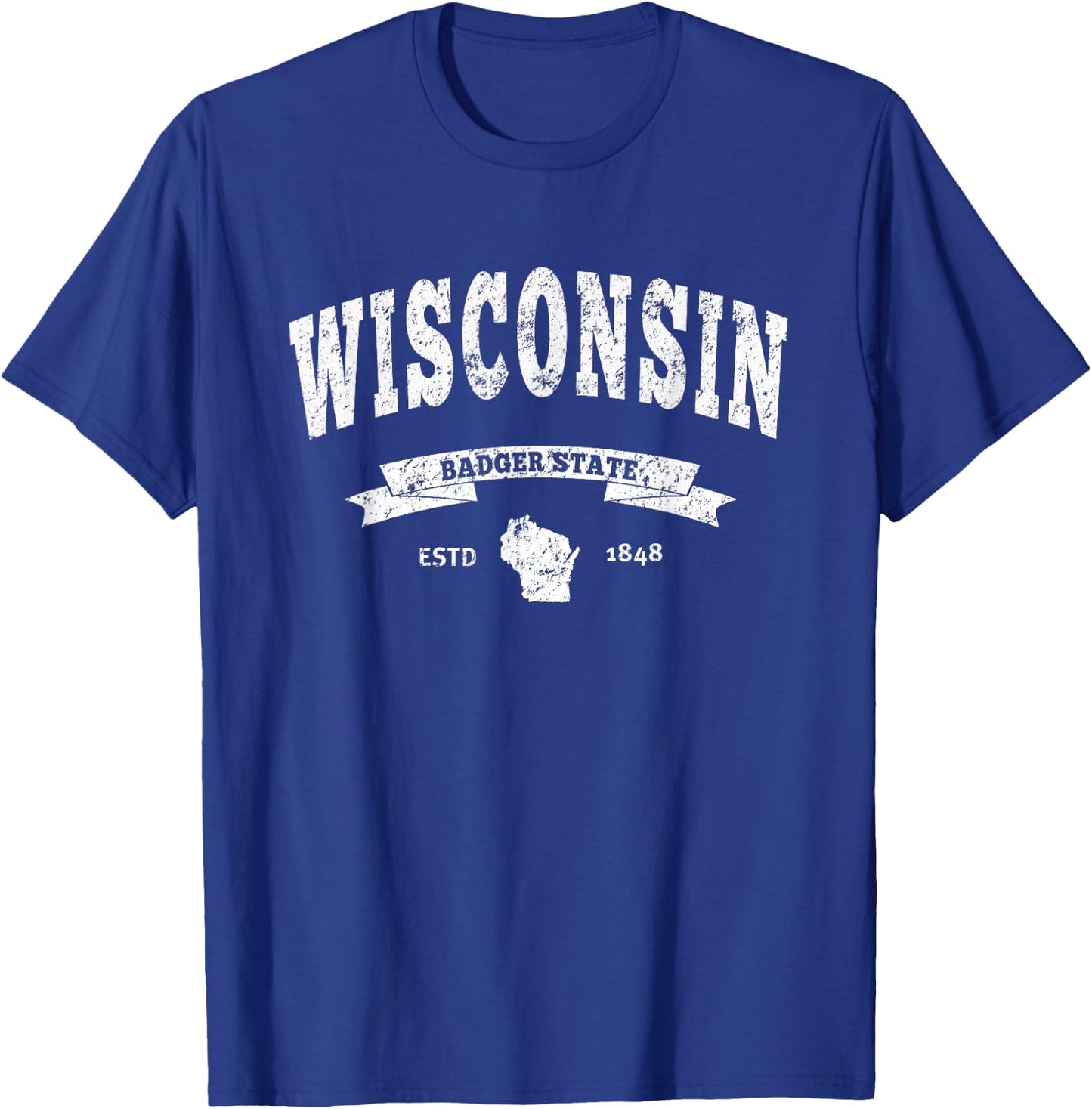 Vintage Wisconsin Shirt Distressed WI Badger State T-Shirt - T-Shirt | Royal
