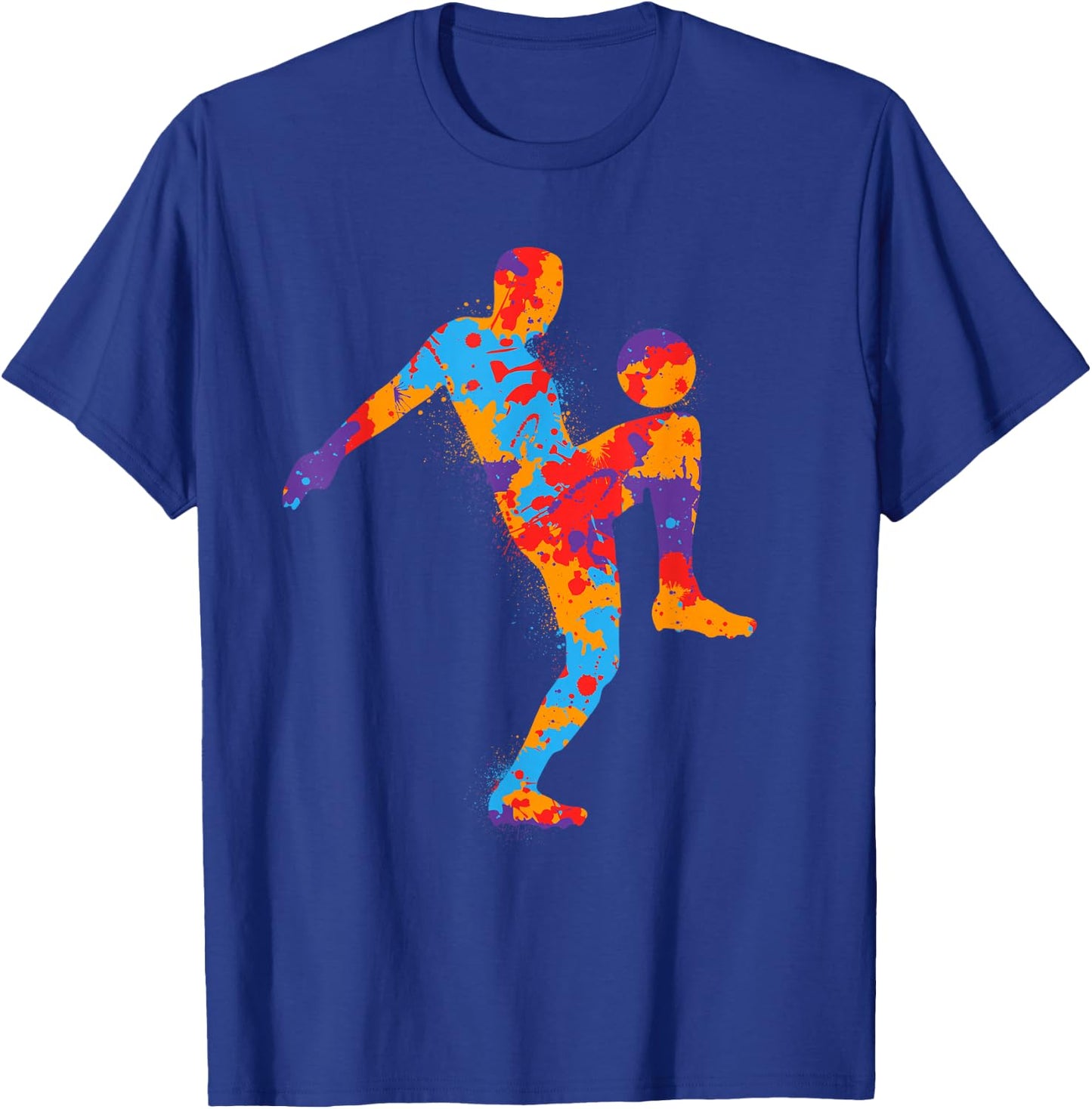 Colorful Soccer Player Sports Boys Kids Men Soccer T-Shirt - T-Shirt | Royal