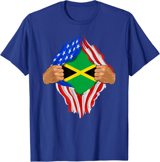 USA National Flag Pride Country Roots Retro Outfit | Adults Jamaican Flag , Black, Small, Short Sleeve T-Shirt - T-Shirt | Royal