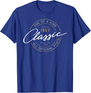 60th Birthday 1957 Classic Vintage Car Motorcycle T T-Shirt - T-Shirt | Royal