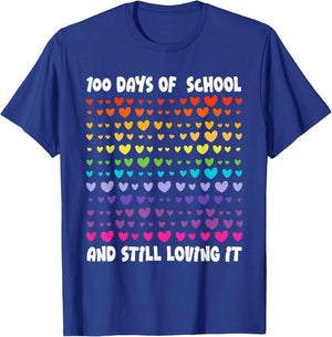 100th Day of School and Still Loving It Hearts 100th Day T-Shirt - T-Shirt | Royal