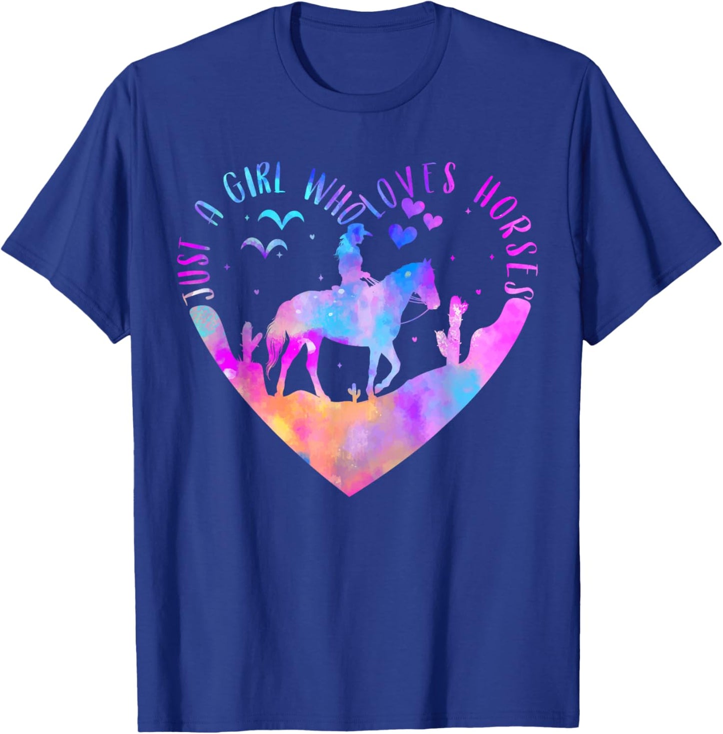 Just A Girl Who Loves Horses Shirt Girls Horse Riding T-Shirt - T-Shirt | Royal