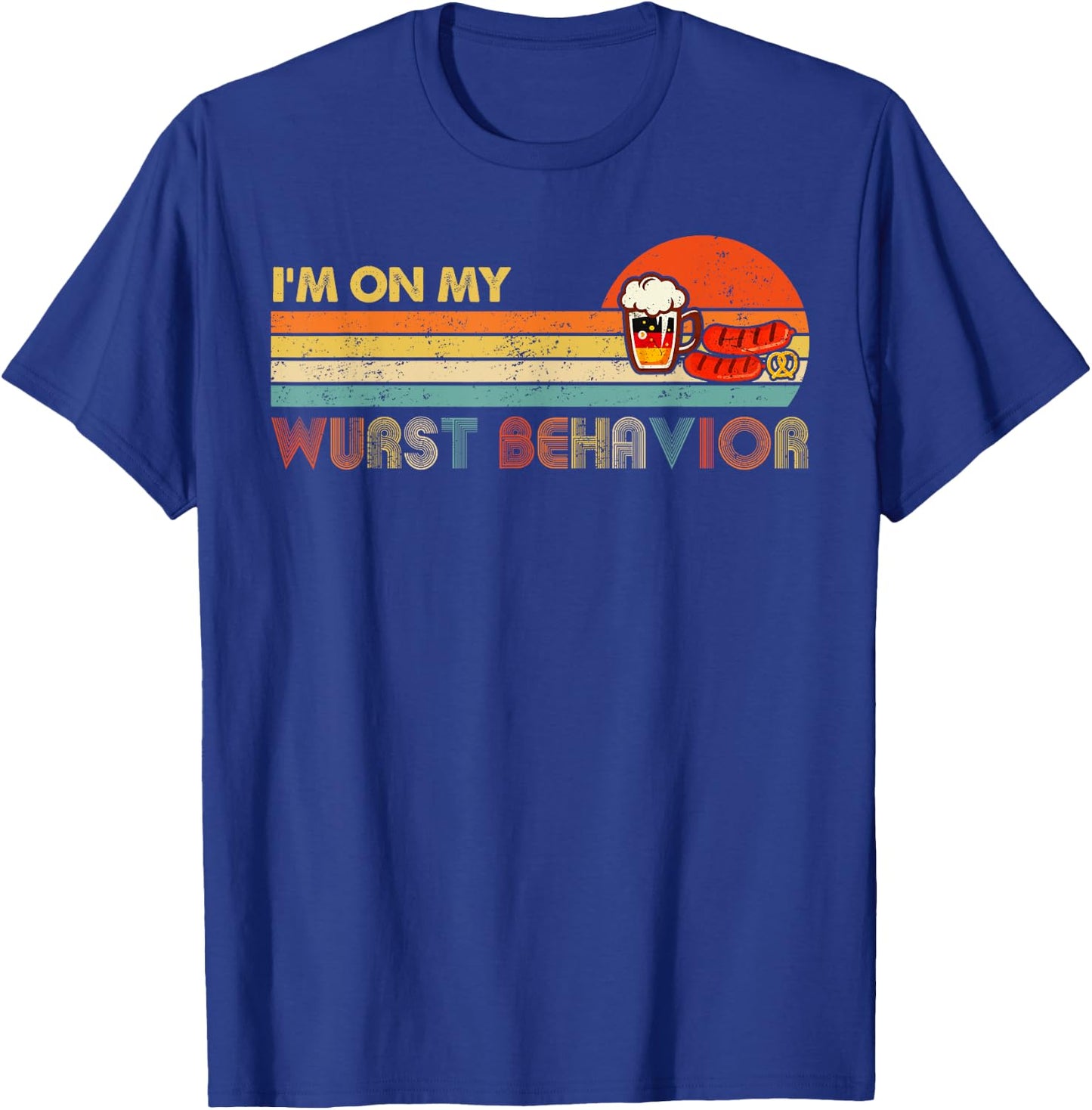 Oktoberfest shirt I'm On My Wurst Behavior vintage retro T-Shirt - T-Shirt | Royal
