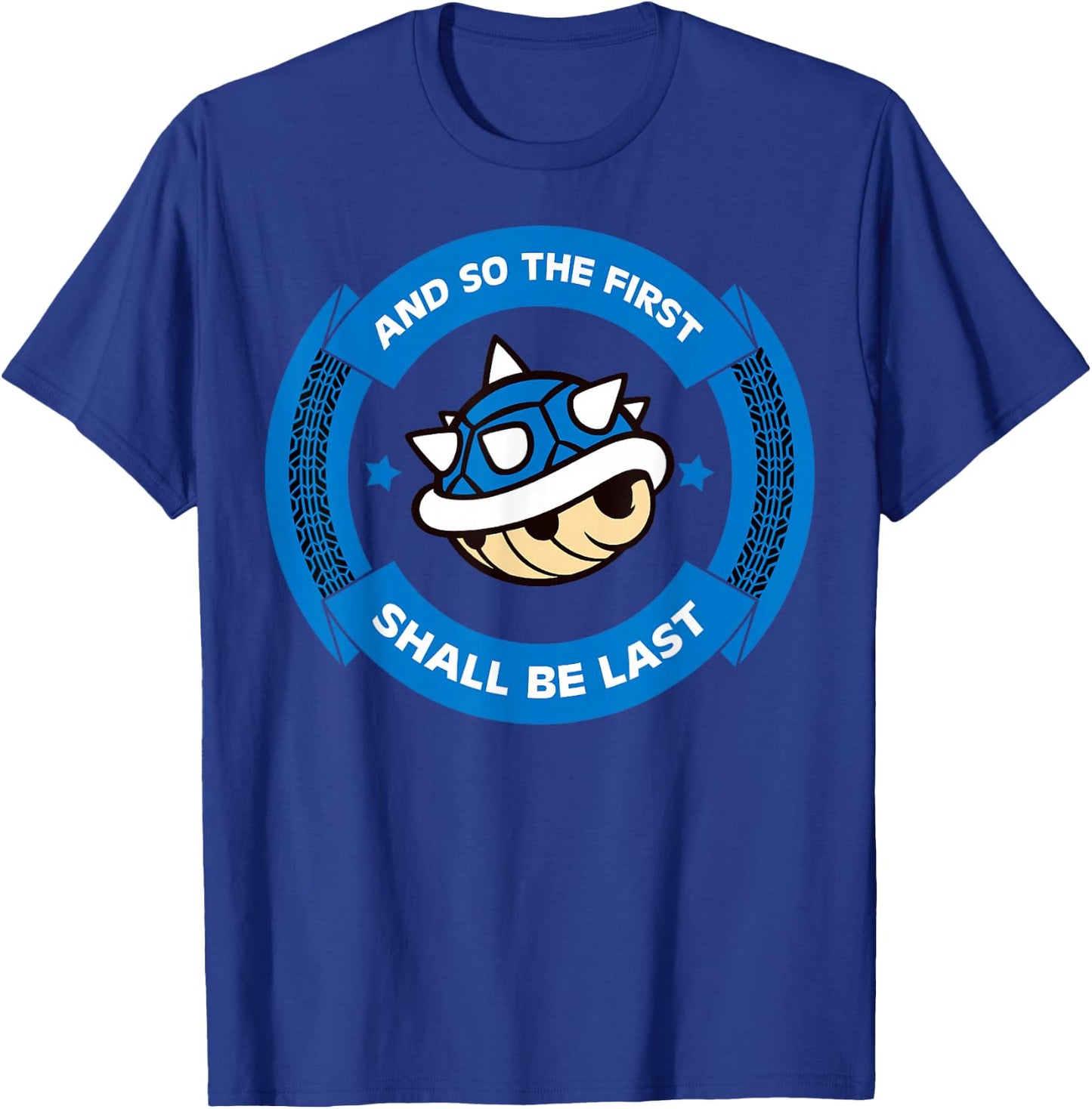 Nintendo Mario Kart Blue Shell Circle Text T-Shirt - T-Shirt | Royal