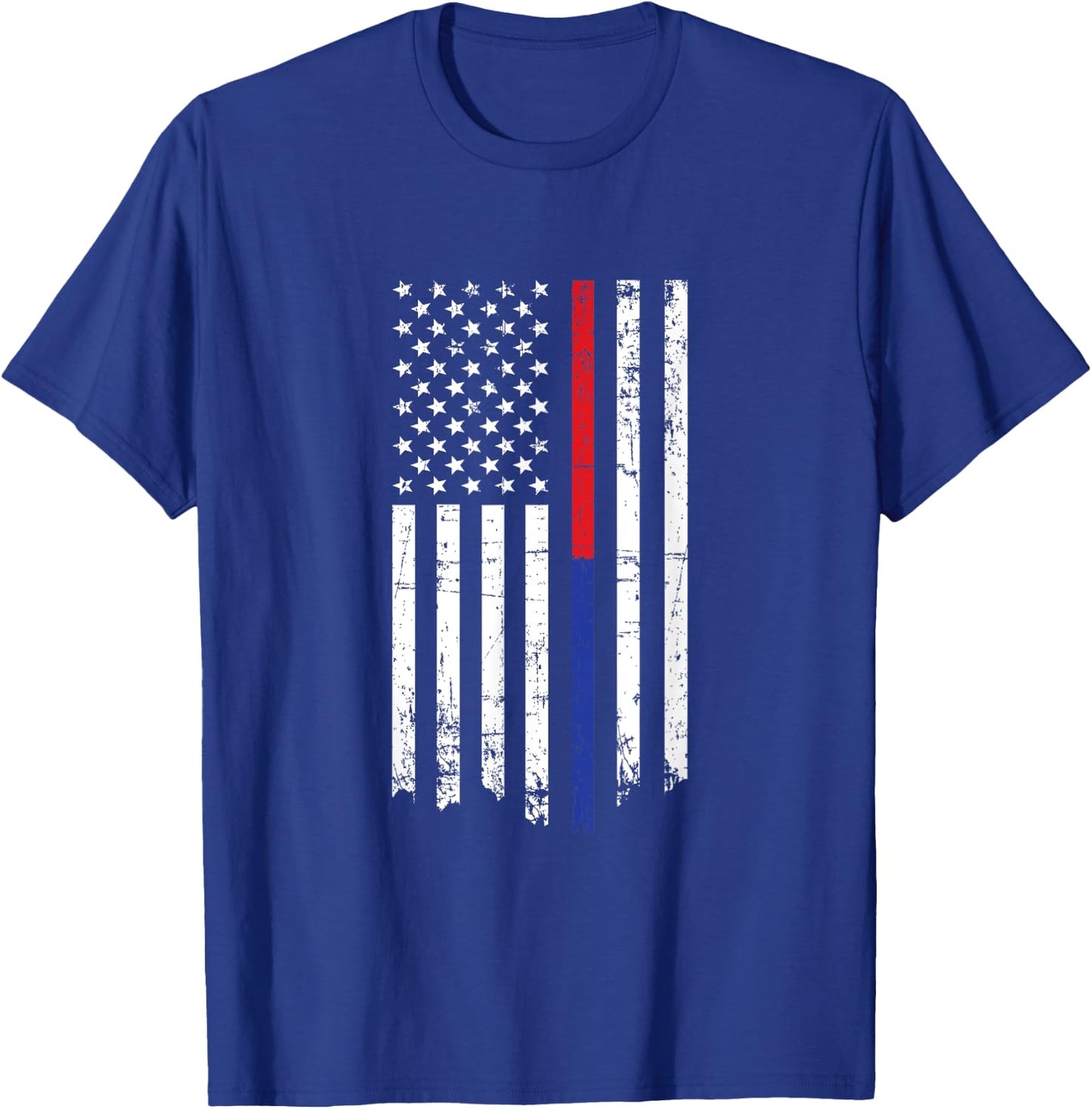 Firefighter Police Officer Thin Red Blue Line American Flag Kids Men T-Shirt - T-Shirt | Royal