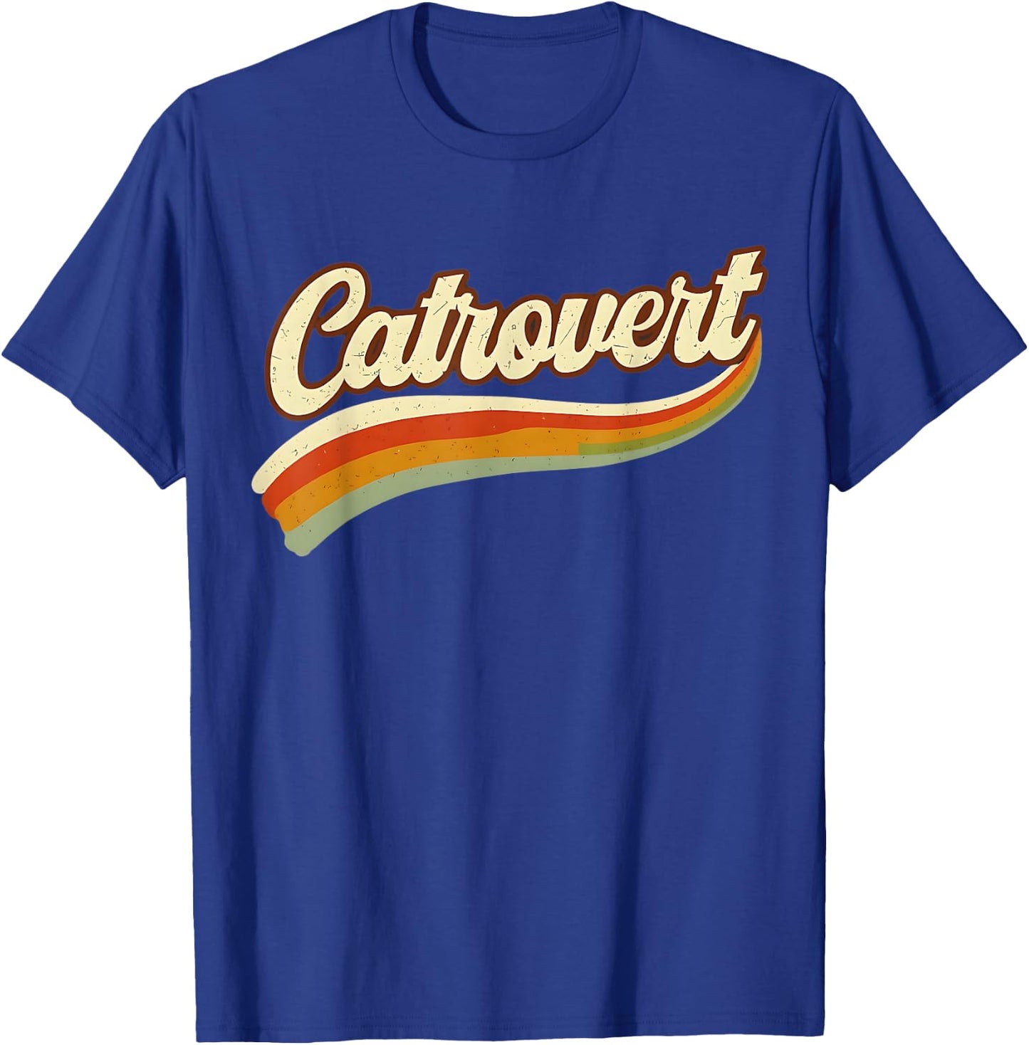 Retro Catrovert Cool Vintage for Introverts Cat Parents T-Shirt - T-Shirt | Royal