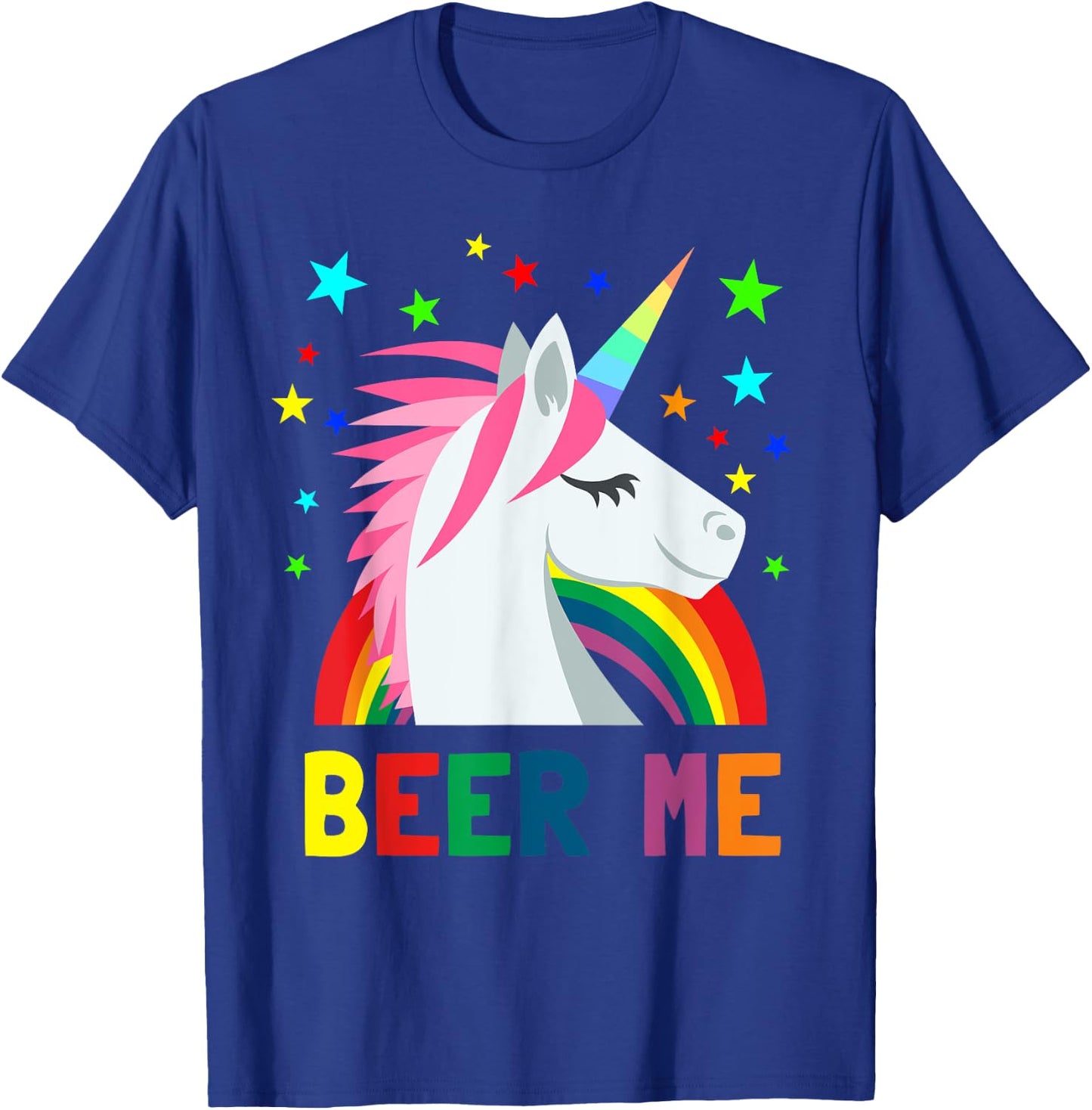 Beer Me Shirt Unicorn Rainbow Funny Beer Party T-Shirt - T-Shirt | Royal