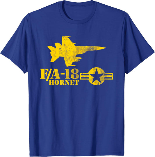 Navy Fighter Jet - F/A-18 Hornet T-Shirt - T-Shirt | Royal