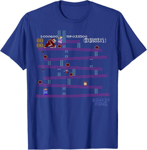 Nintendo Donkey Kong 8-Bit Side Scroll Graphic T-Shirt - T-Shirt | Royal