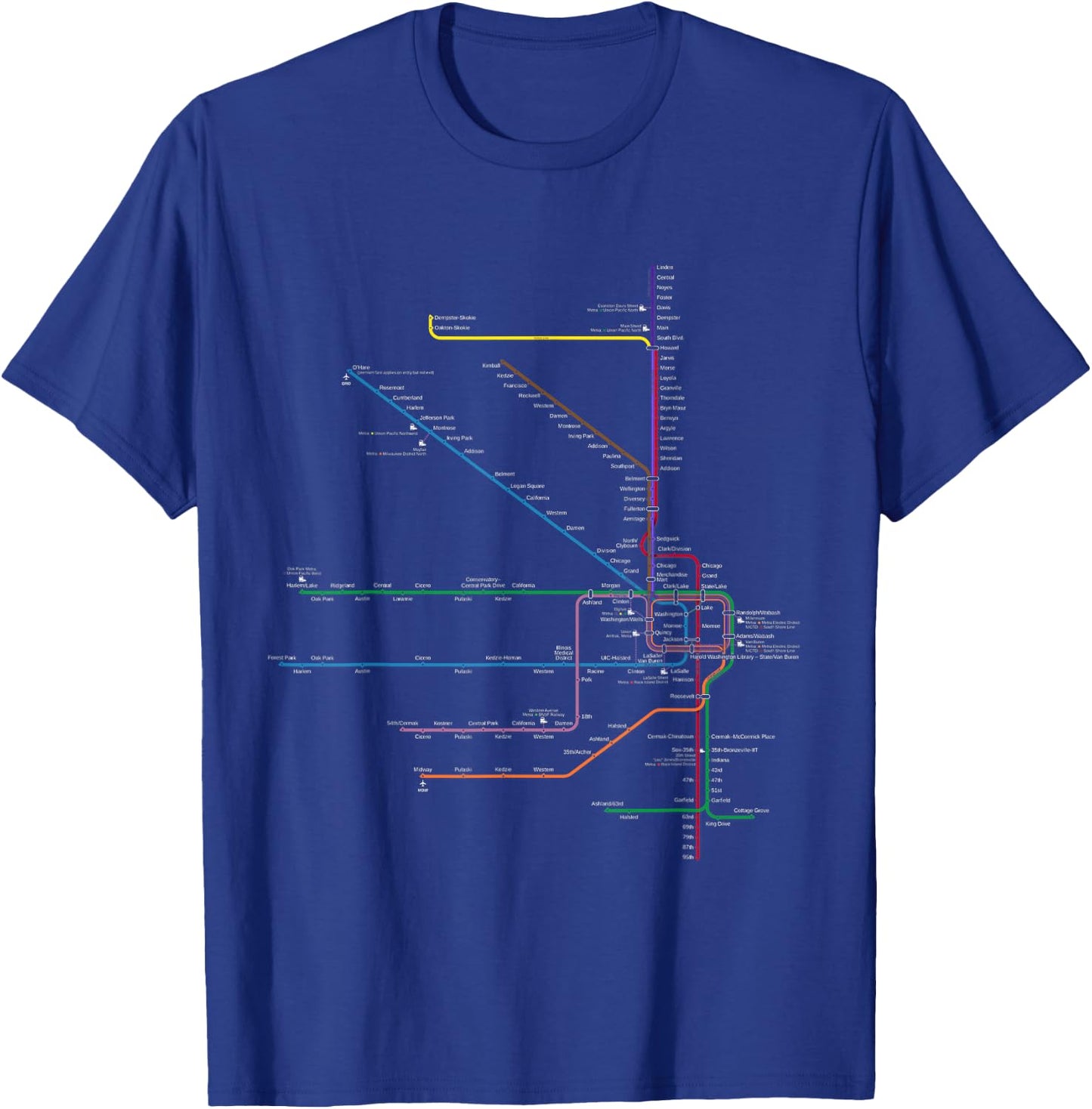 Chicago l Map CTA Elevated L Train Metro Transit T-Shirt - T-Shirt | Royal