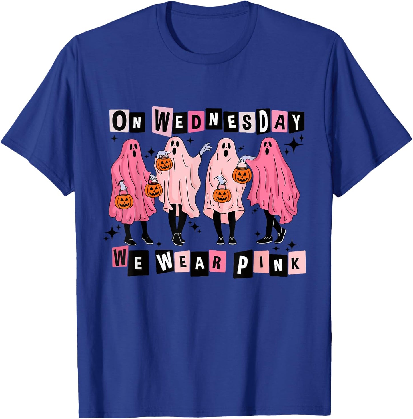 On Wednesday We Wear Cute Pink Ghost Halloween T-Shirt - T-Shirt | Royal