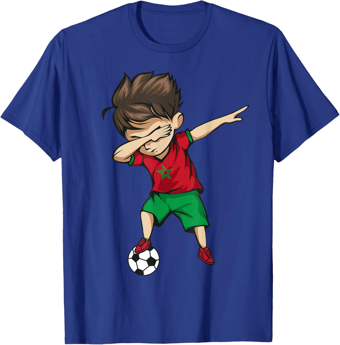Dabbing Soccer Boy Morocco Jersey Shirt - Moroccan Football T-Shirt - T-Shirt | Royal