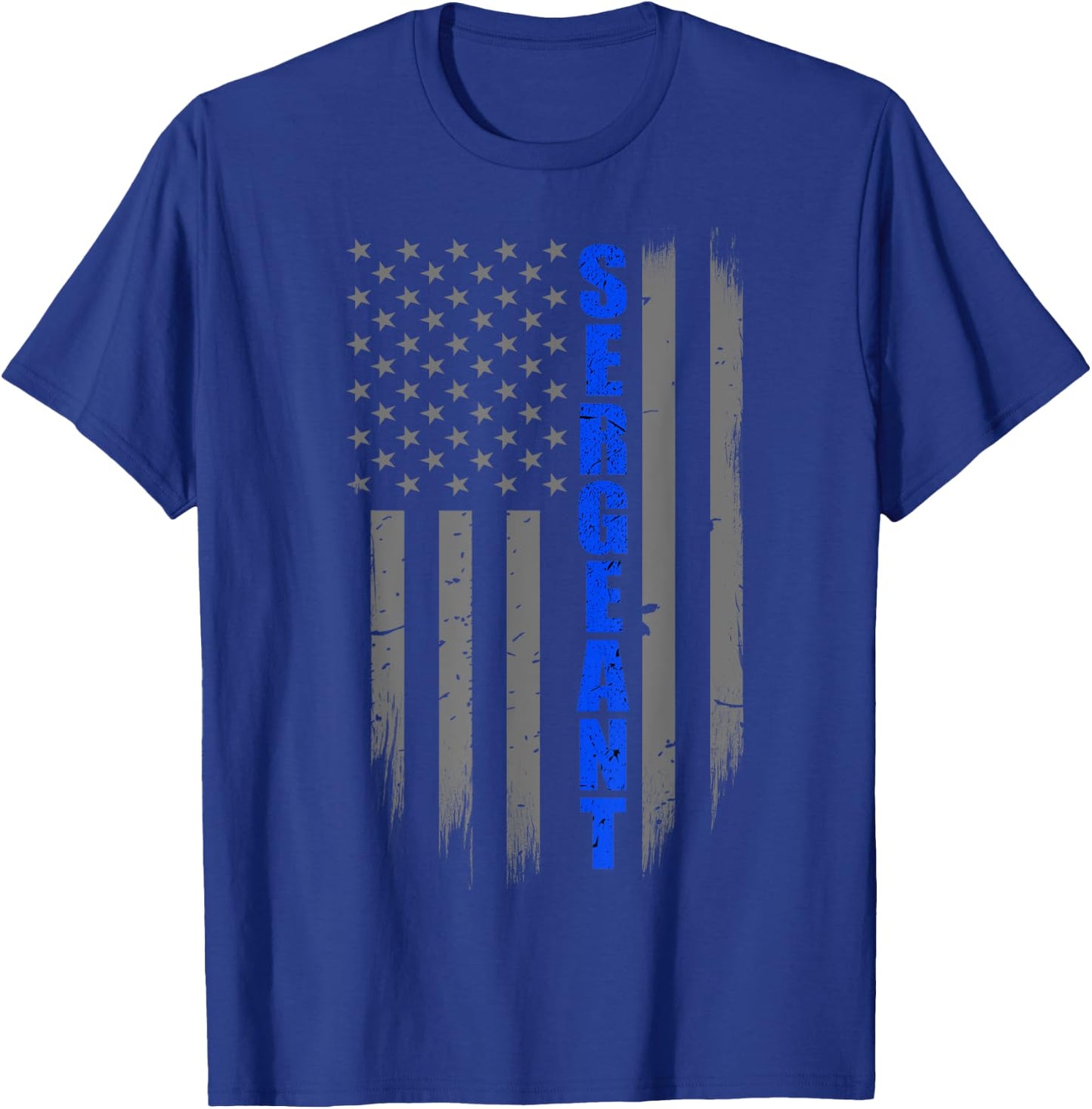 Police Sergeant Gift - Thin Blue Line Flag T-Shirt - T-Shirt | Royal