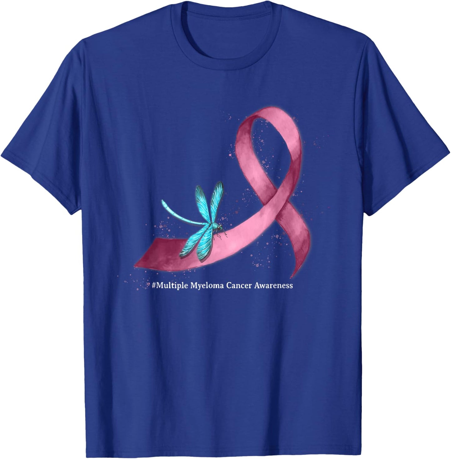 Dragonfly Burgundy Ribbon Multiple Myeloma Cancer Awareness T-Shirt - T-Shirt | Royal