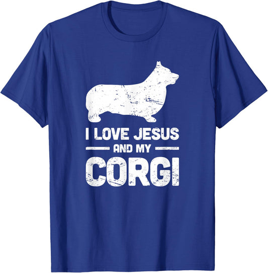 God & Dogs - I Love Jesus And My Corgi T-Shirt - T-Shirt | Royal
