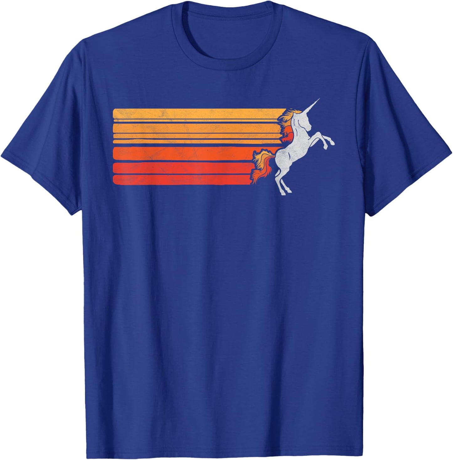 Retro Unicorn & Sun Rainbow Hair 80's Graphic T-Shirt - T-Shirt | Royal