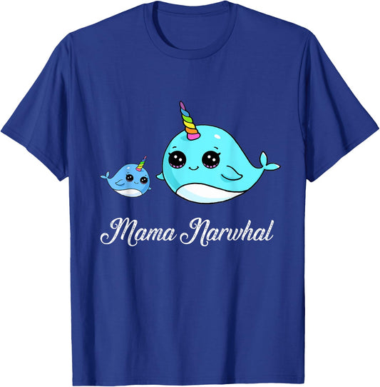 Mama Narwhal Cute Narwhal Shirt Mothers Day Gift T-Shirt - T-Shirt | Royal