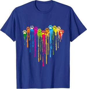Funny Colorful Dog Paw Heart Cute Cat Design Men T-Shirt - T-Shirt | Royal