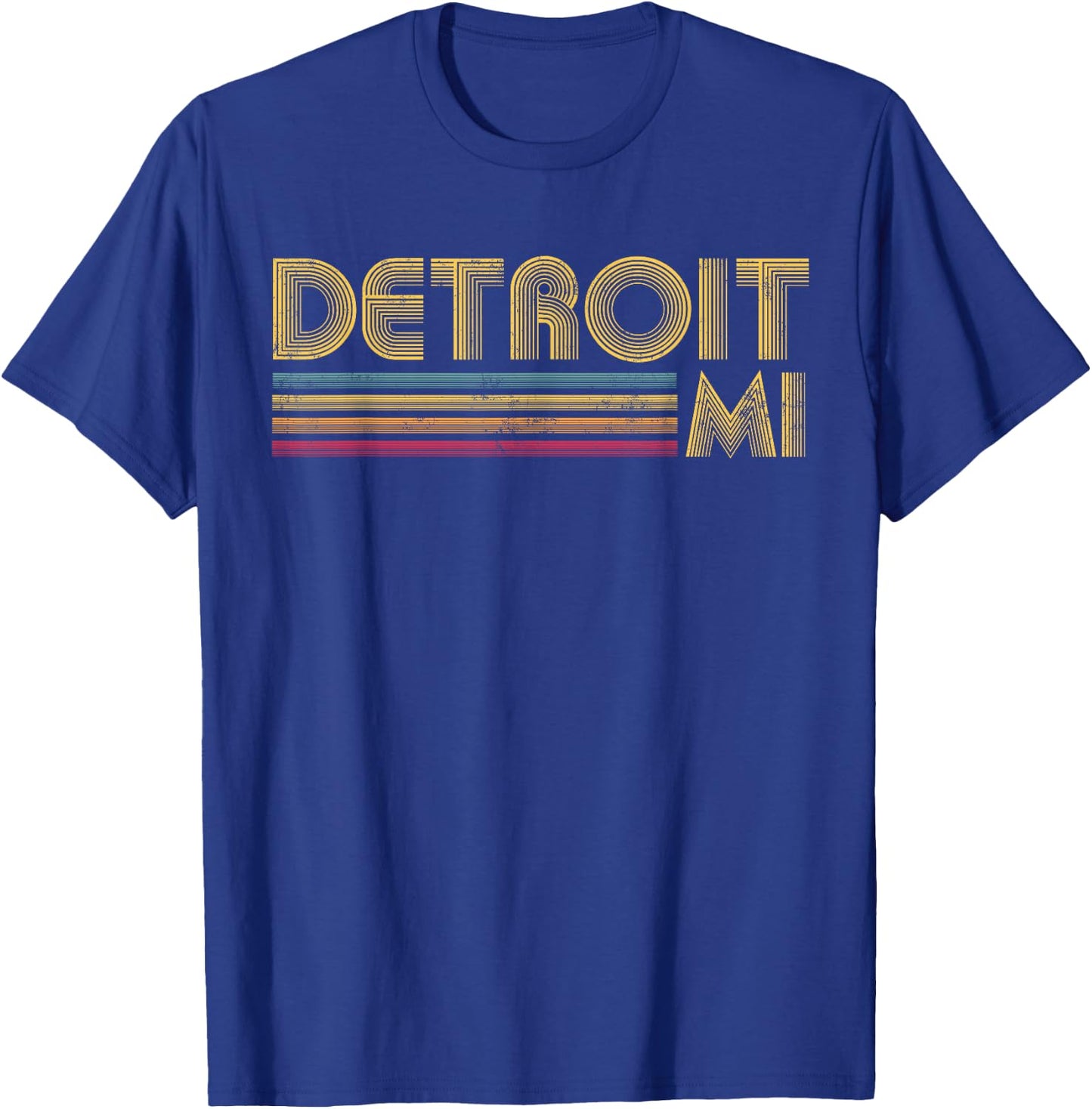 Detroit Michigan MI Retro Vintage 60's 70's 80's Gift T-Shirt - T-Shirt | Royal