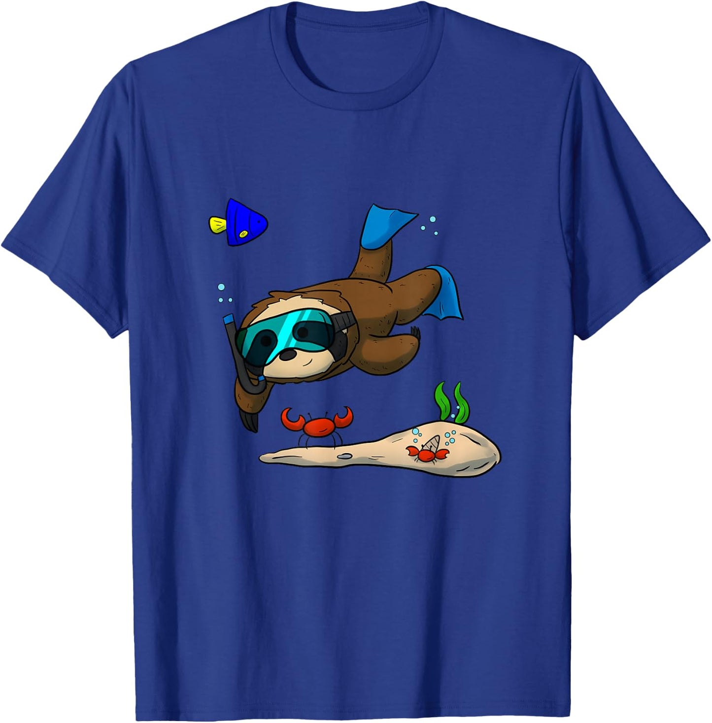 Scuba Diving Snorkeling Lazy Sloth Diver Swimming T-Shirt - T-Shirt | Royal