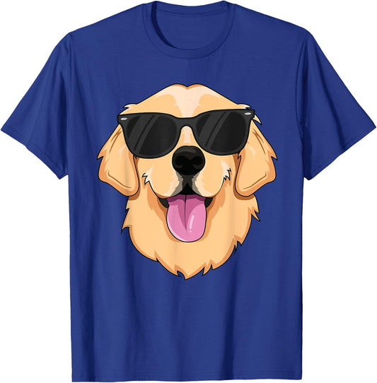 Cool Golden Retriever Sunglasses Dude Kids Boys Dog Lover T-Shirt - T-Shirt | Royal