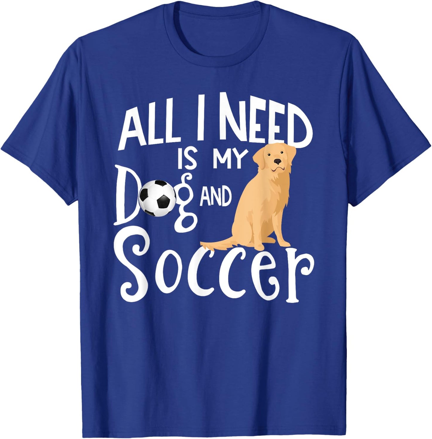 Golden Retriever Dog And Soccer Player Gift T-Shirt - T-Shirt | Royal