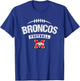 Mustang Broncos Logo Football Distressed HS T-Shirt - T-Shirt | Royal