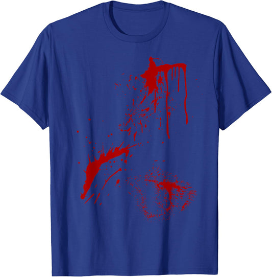 Blood Splatter Spatter Fake Bloody Halloween Zombie Victim T-Shirt - T-Shirt | Royal