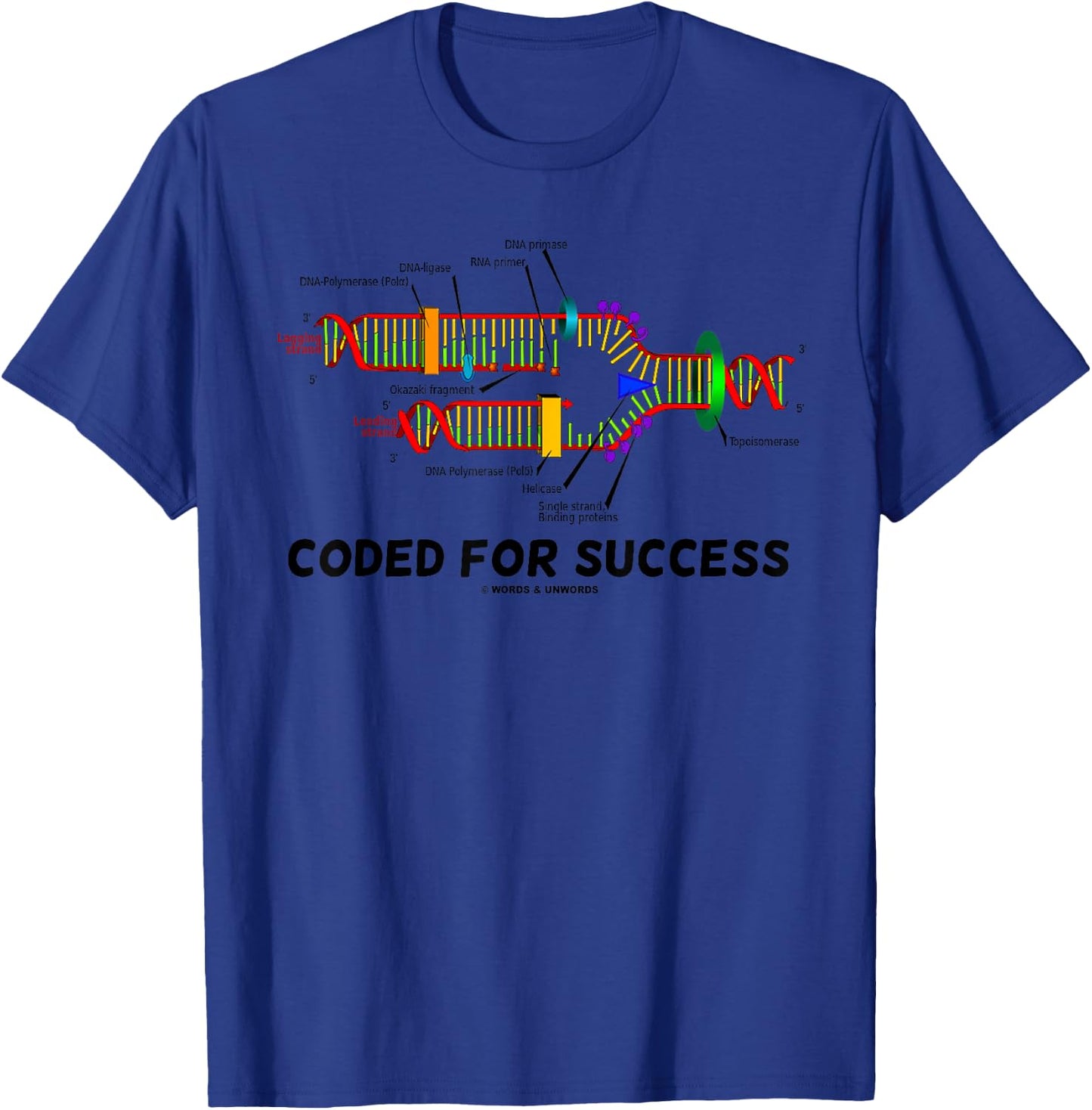Coded For Success DNA Replication Molecular Biology Humor T-Shirt - T-Shirt | Royal