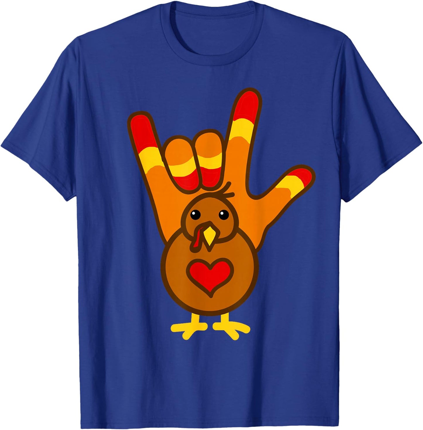 ASL I Love You, Thanksgiving Turkey Shirt T-Shirt - T-Shirt | Royal