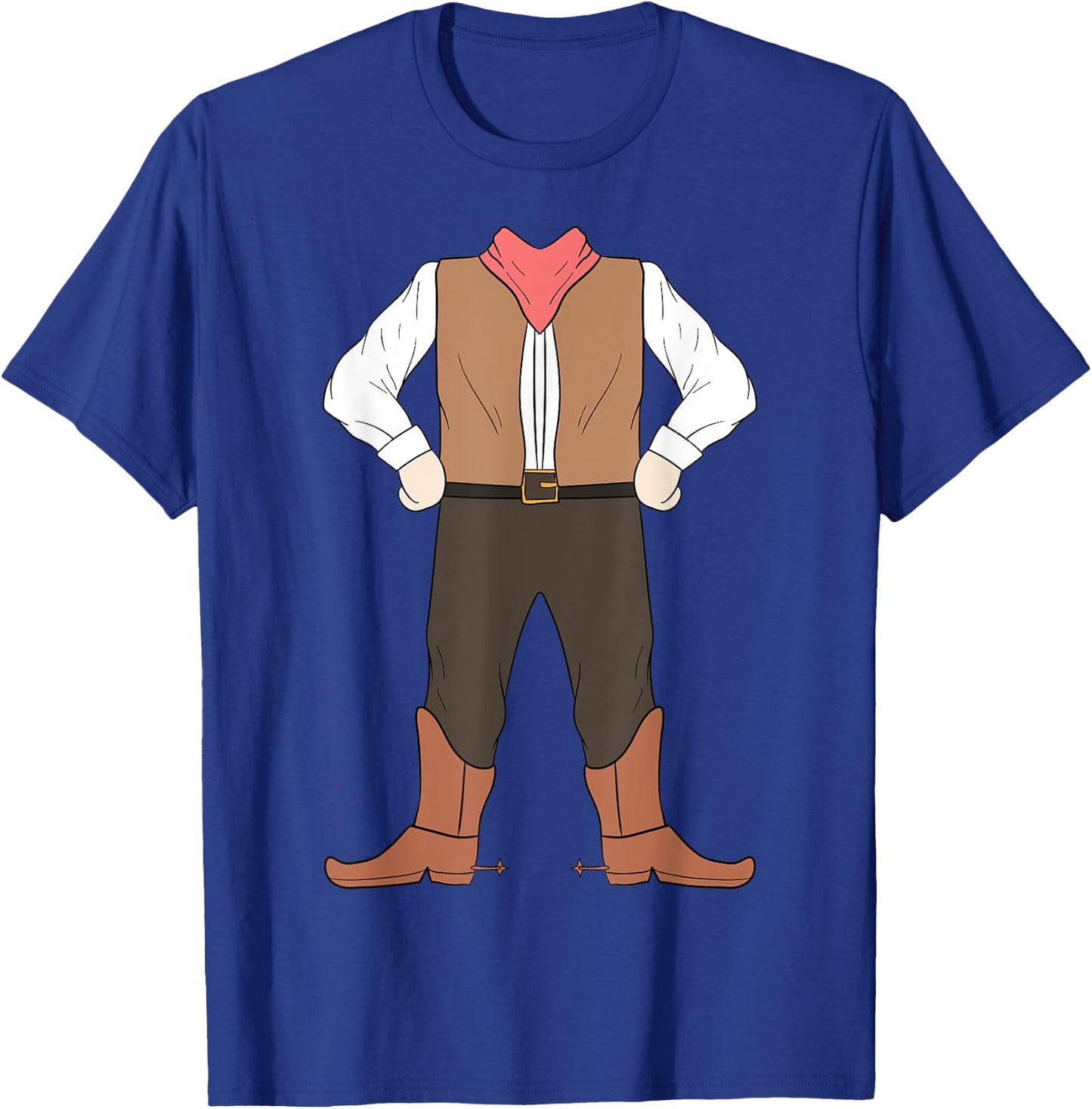 Cowboy Body Costume Easy Halloween Western Sheriff Gift T-Shirt - T-Shirt | Royal