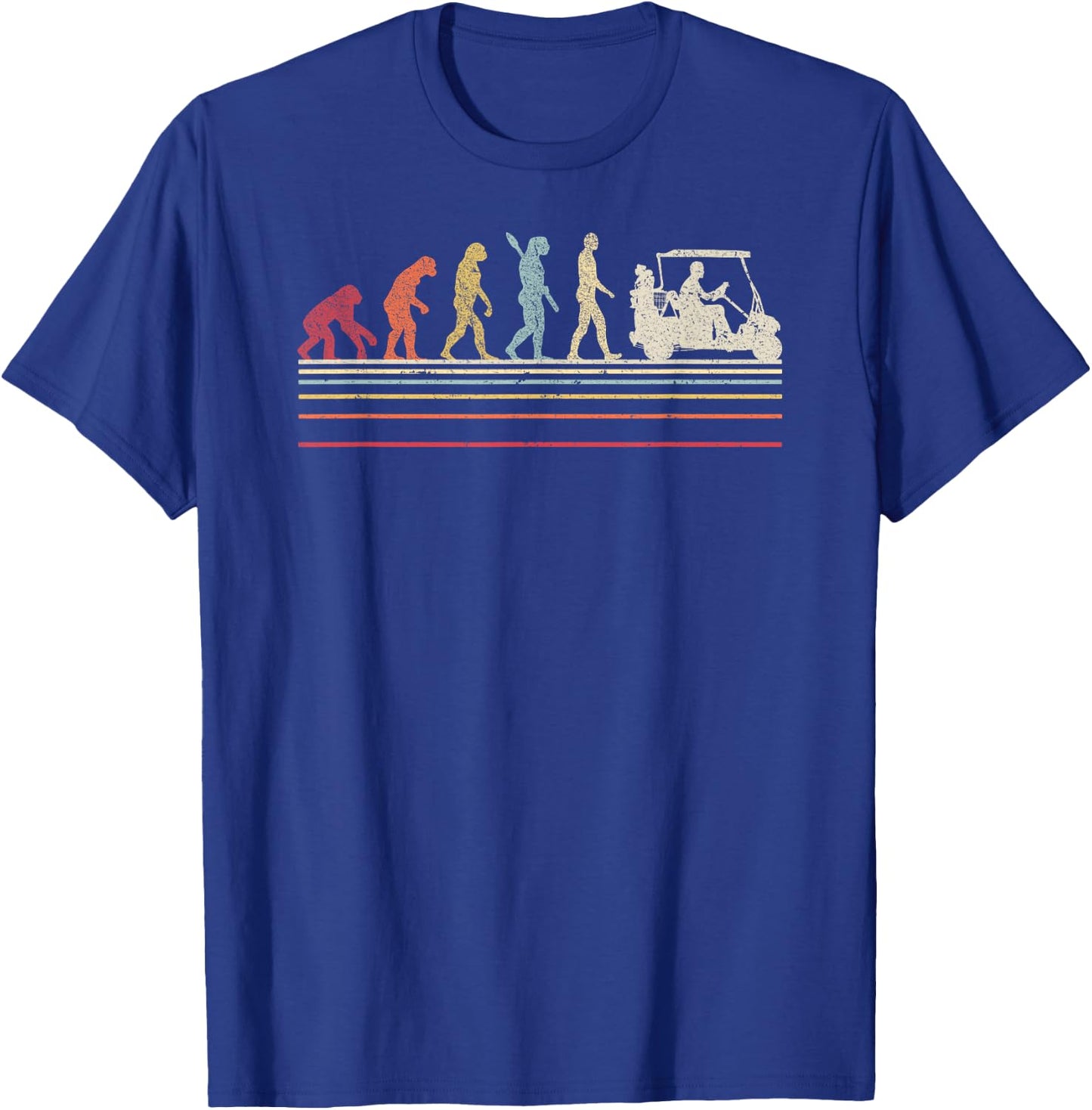 Funny Golf Shirt. Retro Style Evolution Of Man T-Shirt - T-Shirt | Royal