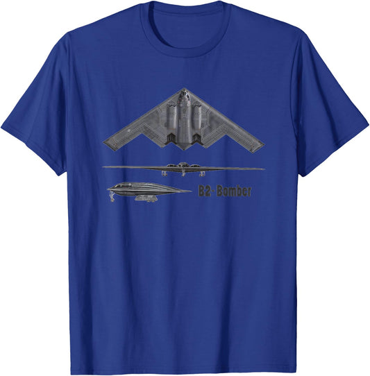 B-2 Stealth Spirit Bomber American Strategic Aircraft AV T-Shirt - T-Shirt | Royal