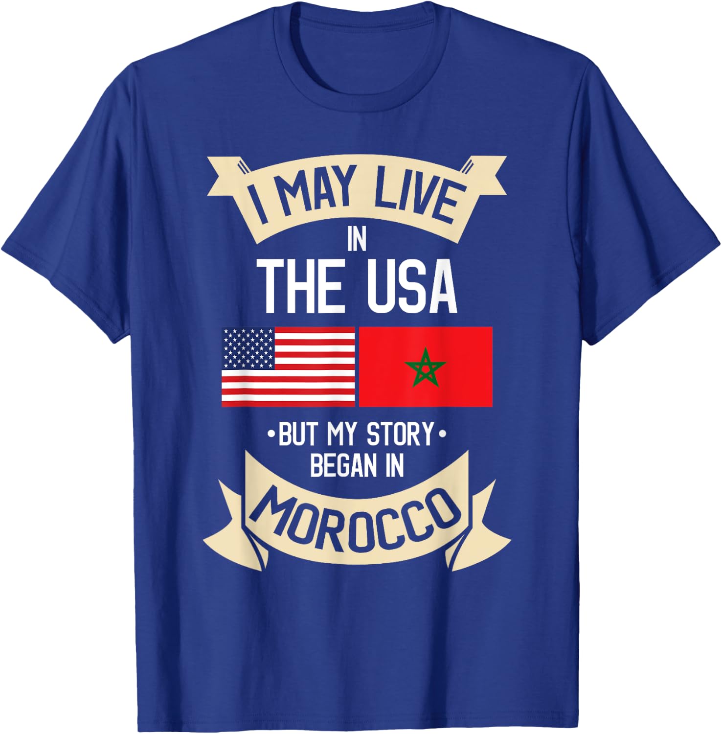 American Flag Morocco Moroccan Roots Gifts T-Shirt - T-Shirt | Royal