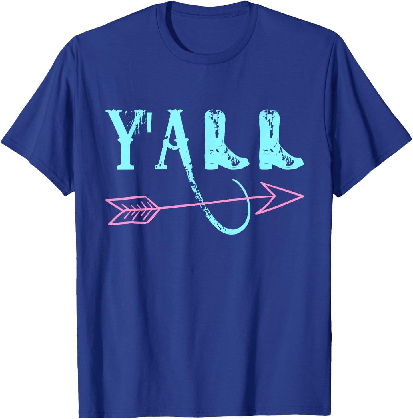 Y'ALL Southern Country Teal & Pink Arrow & Boots T-Shirt - T-Shirt | Royal
