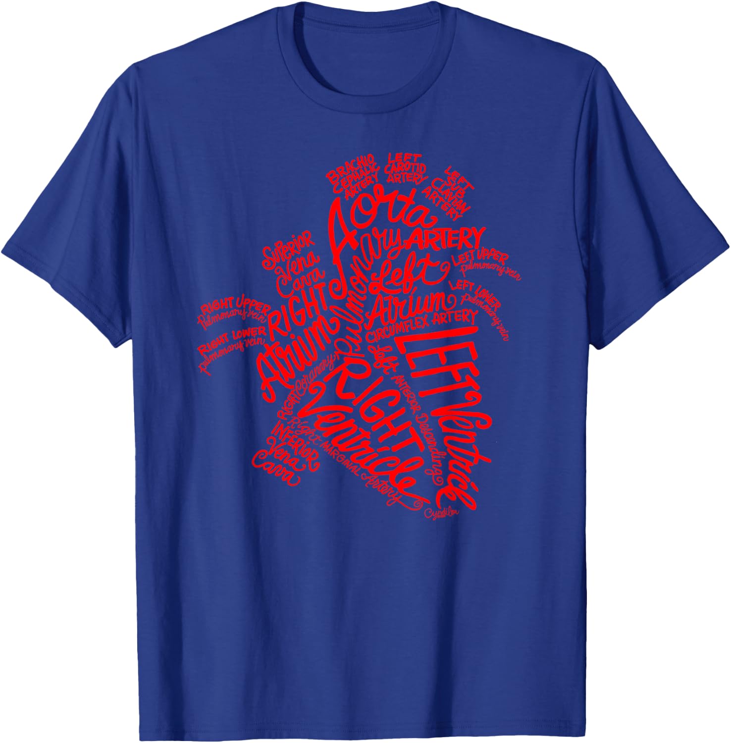 Anatomical Heart Word Art in Red Women Kids T-Shirt - T-Shirt | Royal