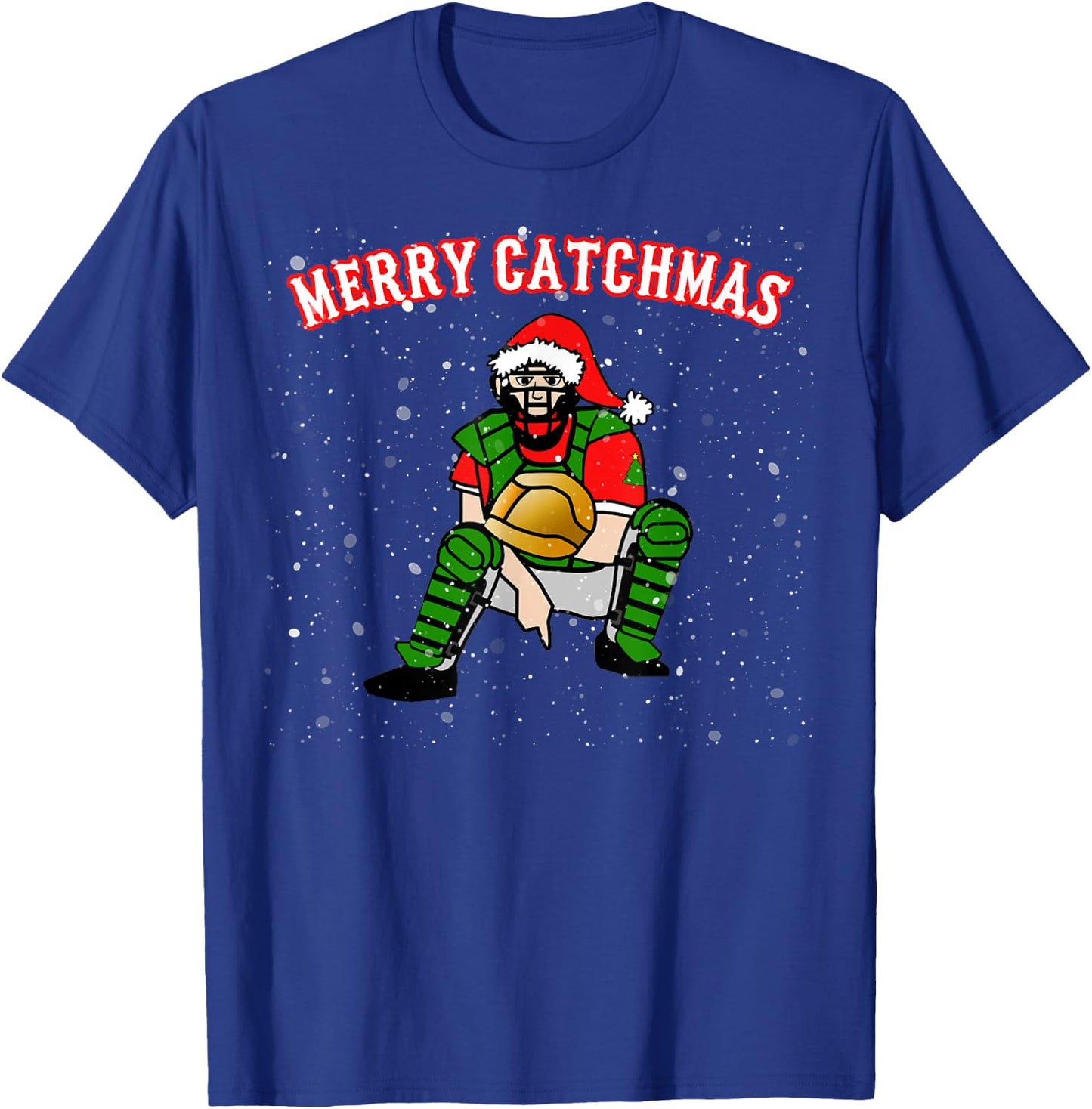 Xmas Baseball Catcher Christmas Baseball Gift Merry Catchmas T-Shirt - T-Shirt | Royal