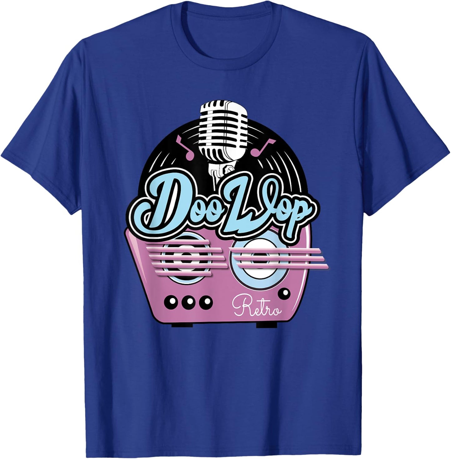 50s Doo Wop Sock Hop Dance Rock N Roll Vintage Microphone T-Shirt - T-Shirt | Royal