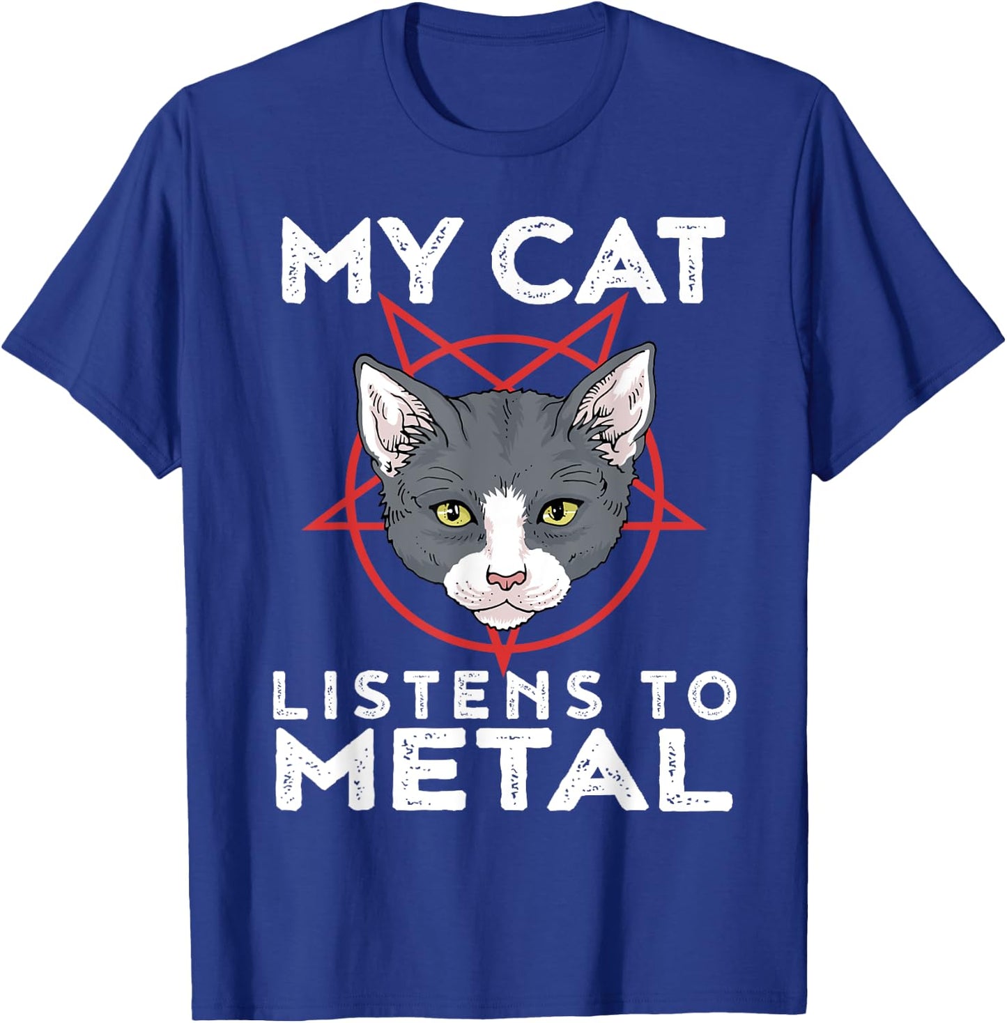 My Cat Listens To Metal Funny Metal Cat Shirt Men Women Kids T-Shirt - T-Shirt | Royal