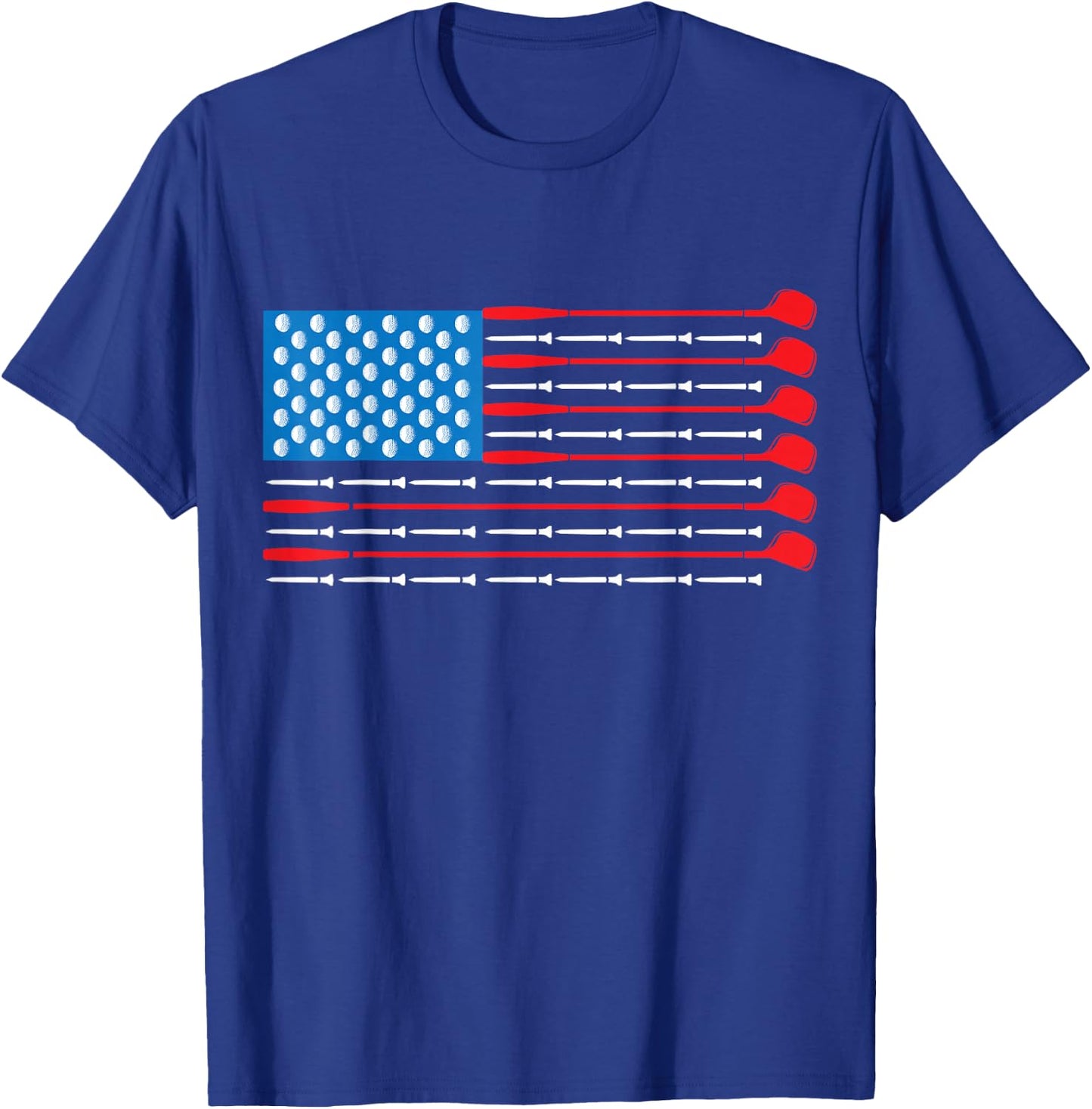 Patriotic Golf Shirt - USA Flag Golf Clubs & Golf Balls T-Shirt - T-Shirt | Royal