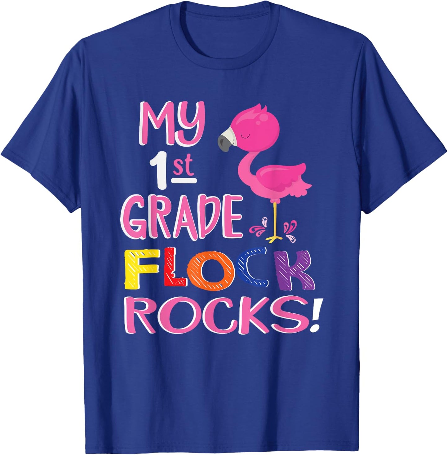 My First Grade Flock Rocks Teacher T-Shirt - T-Shirt | Royal