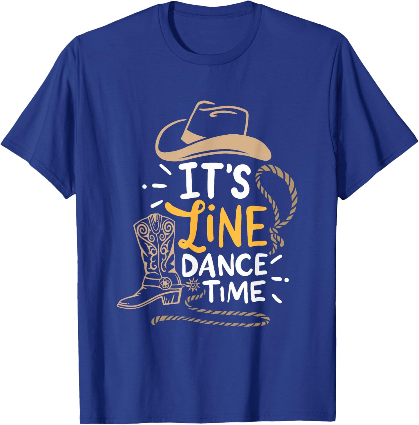 Cool Line Dance It's Line Dance Time Country Western Boots T-Shirt - T-Shirt | Royal