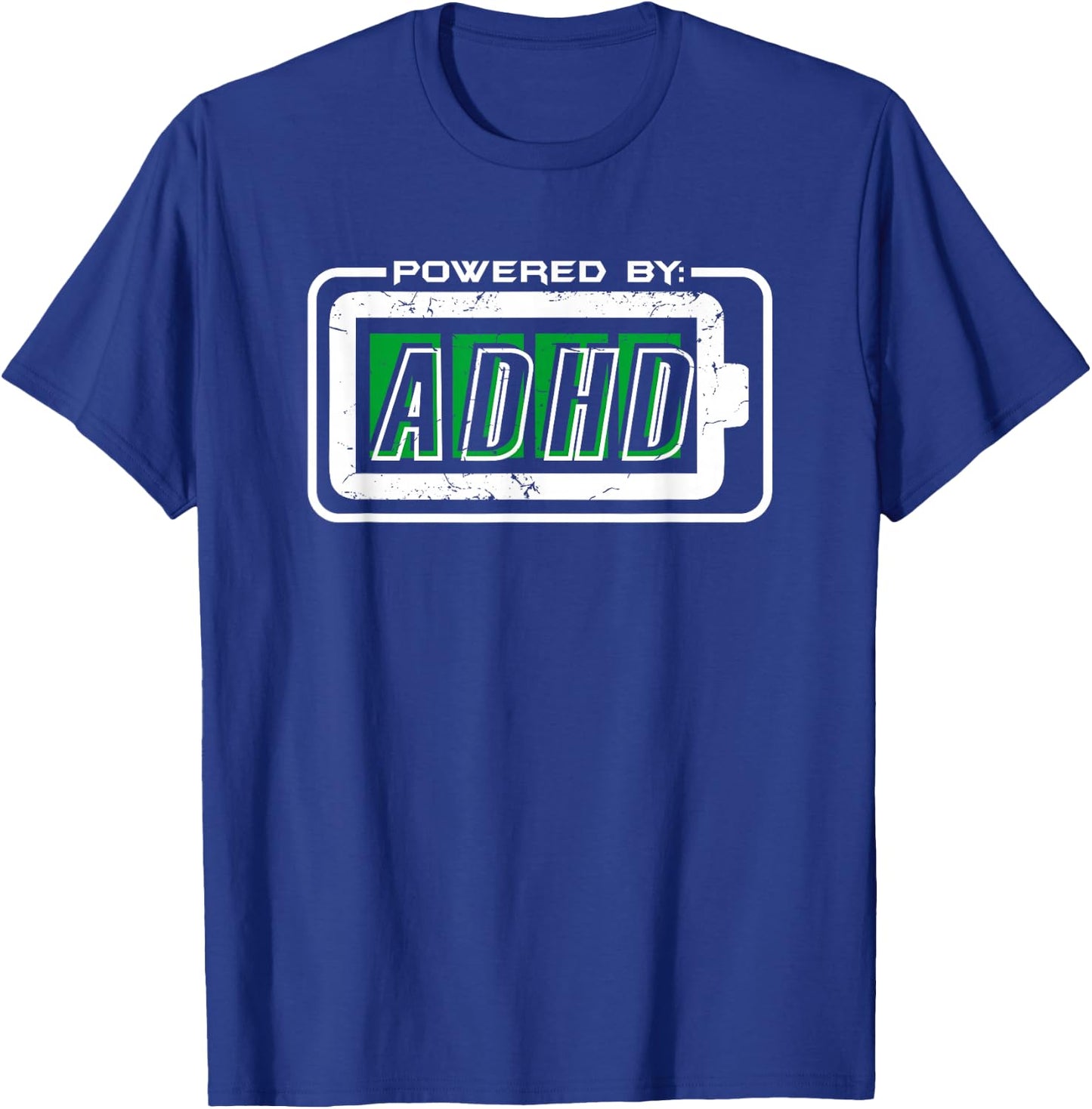 Powered By ADHD Funny Awareness For Parents Adults T Shirt T-Shirt - T-Shirt | Royal