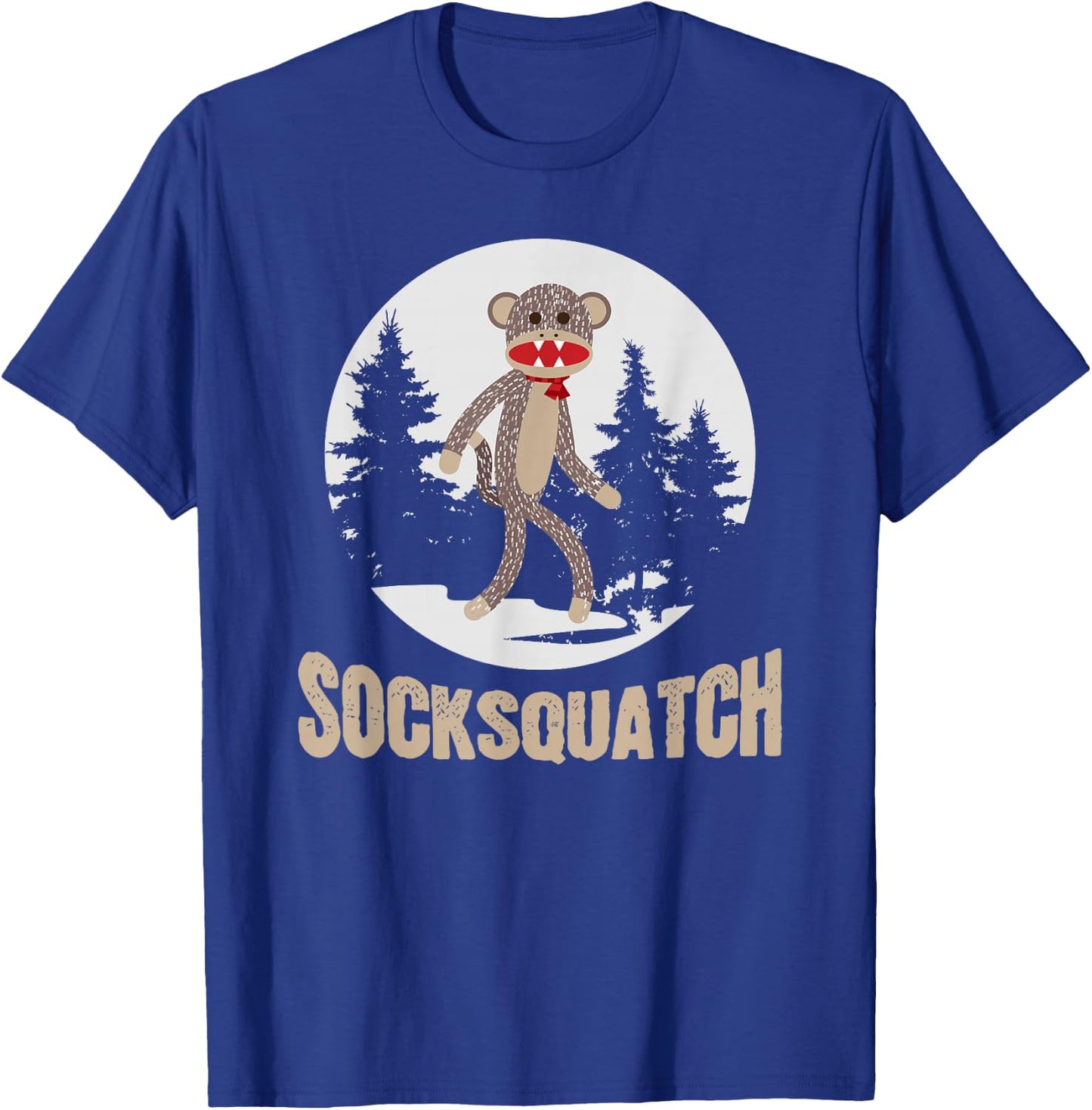 Funny Bigfoot Sighting Sock Monkey Sasquatch Socksquatch T-Shirt - T-Shirt | Royal