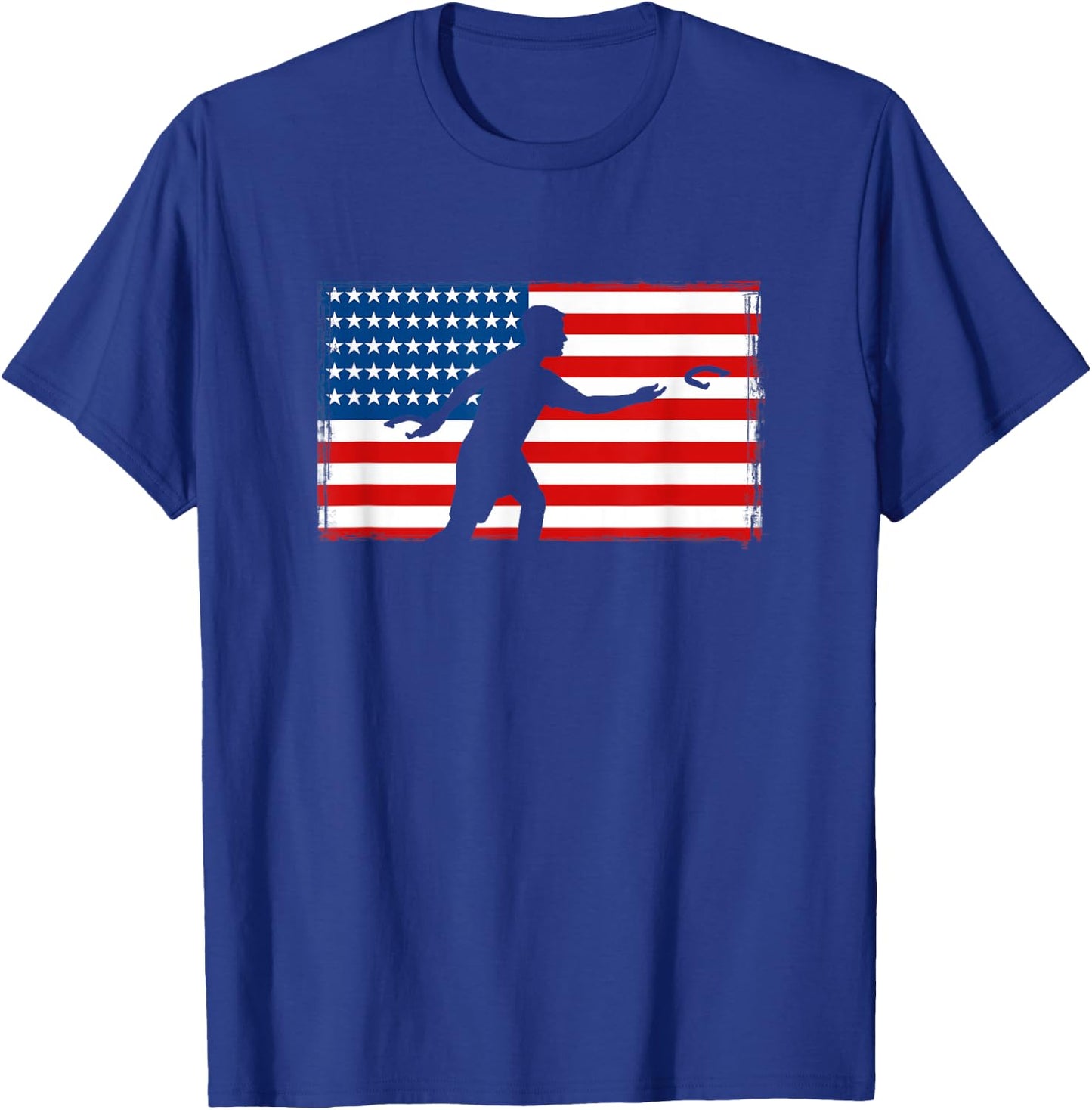 Horseshoe Throwing USA Flag Horseshoe Player T-Shirt - T-Shirt | Royal