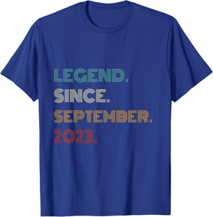 Kids 2 Years Old Legend Since September 2023 2nd Birthday T-Shirt - T-Shirt | Royal