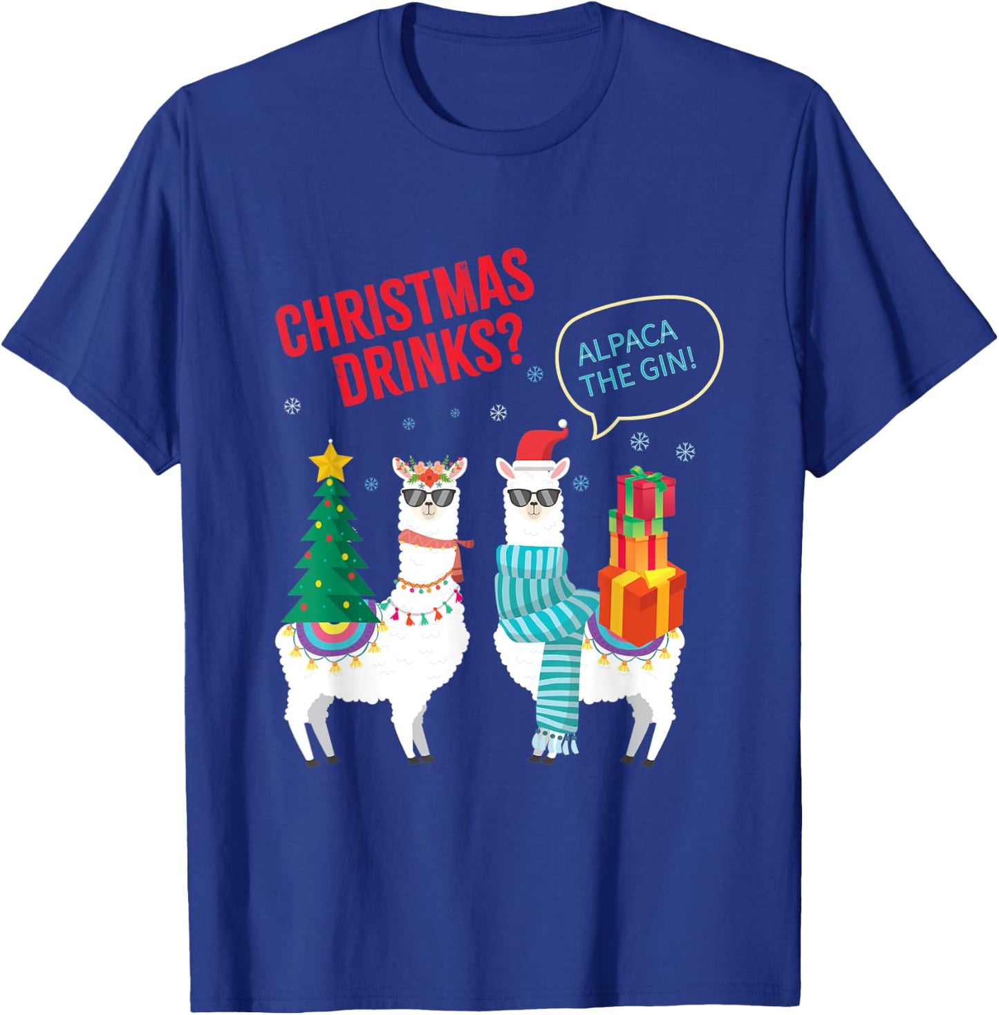 Christmas Drinks? I'll Alpaca The Gin! Funny Llama Gift T-Shirt - T-Shirt | Royal